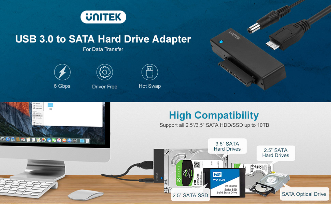 Unitek Usb To Sata Iii Hard Drive Adapter Converter Cable For Inch Hdd Ssd Hard